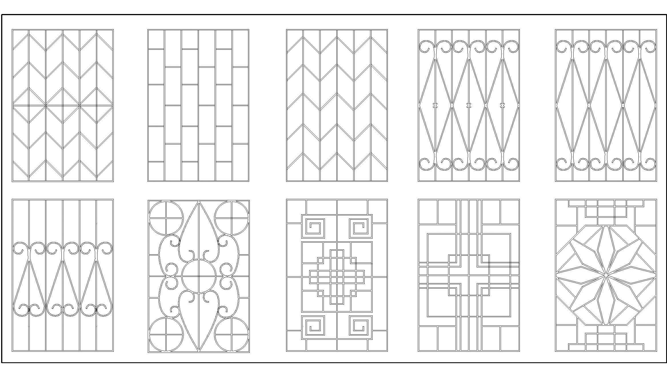 Modern Window Grill Design CAD Blocks